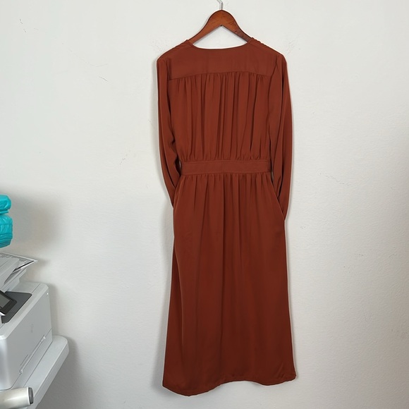 NWT Who What Wear Arabian Spice Burnt Orange Rust Midi Wrap Dress M Thanksgiving - Picture 4 of 8